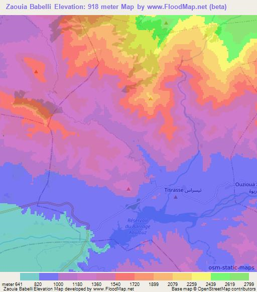 Zaouia Babelli,Morocco Elevation Map