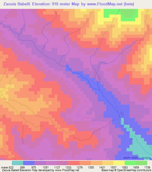 Zaouia Babelli,Morocco Elevation Map