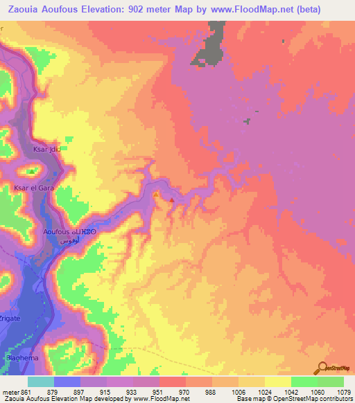 Zaouia Aoufous,Morocco Elevation Map