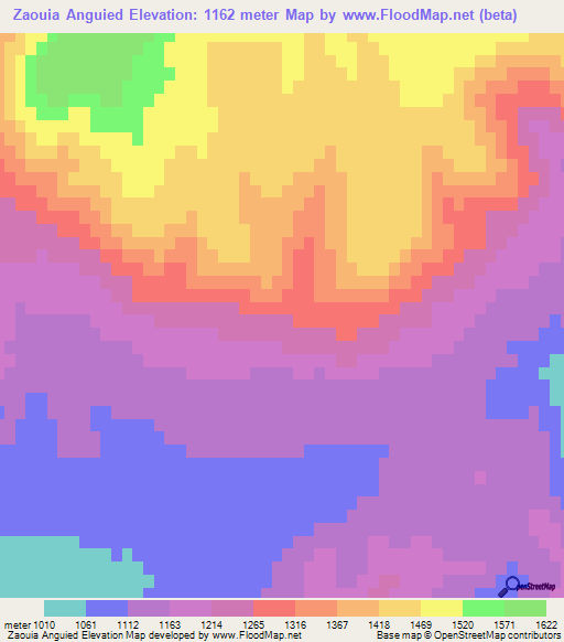 Zaouia Anguied,Morocco Elevation Map