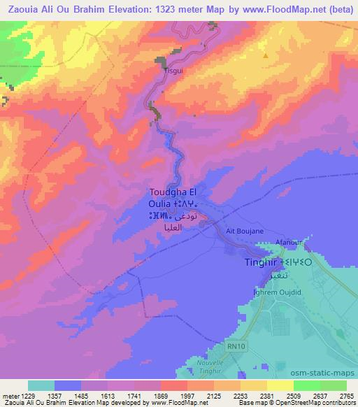 Zaouia Ali Ou Brahim,Morocco Elevation Map