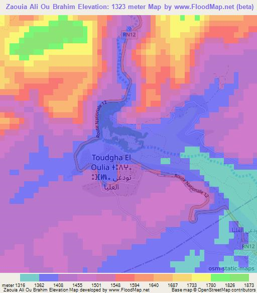 Zaouia Ali Ou Brahim,Morocco Elevation Map