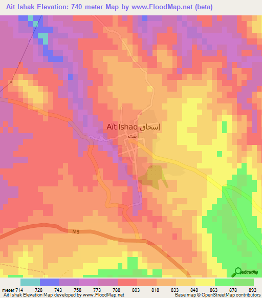 Ait Ishak,Morocco Elevation Map