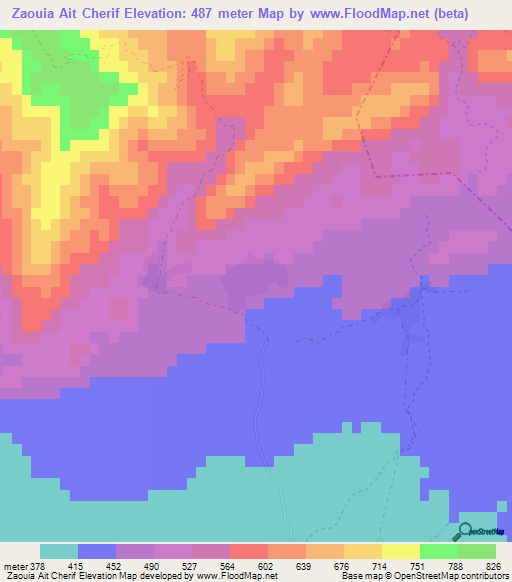 Zaouia Ait Cherif,Morocco Elevation Map