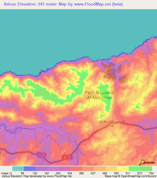 Adouz,Morocco Elevation Map