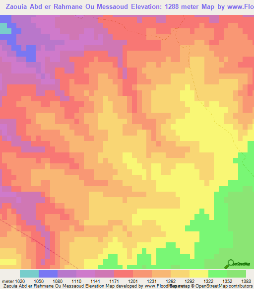 Zaouia Abd er Rahmane Ou Messaoud,Morocco Elevation Map