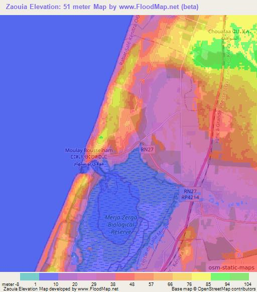 Zaouia,Morocco Elevation Map