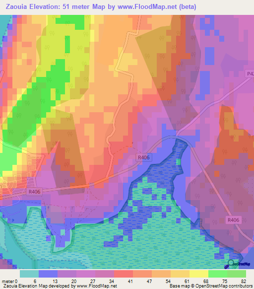 Zaouia,Morocco Elevation Map