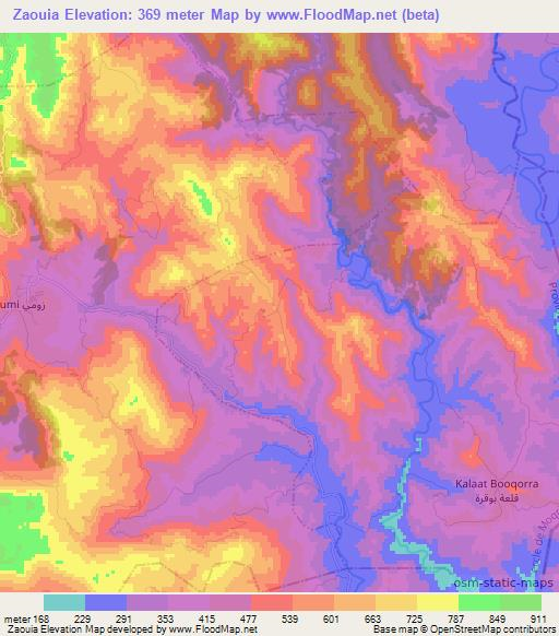 Zaouia,Morocco Elevation Map