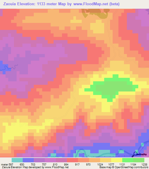 Zaouia,Morocco Elevation Map