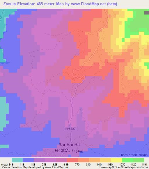 Zaouia,Morocco Elevation Map