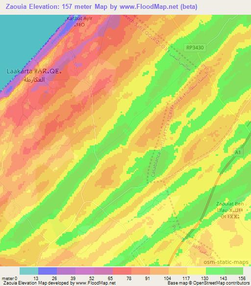 Zaouia,Morocco Elevation Map