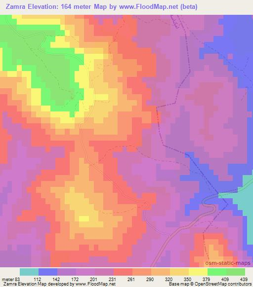 Zamra,Morocco Elevation Map