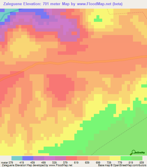 Zaleguene,Morocco Elevation Map