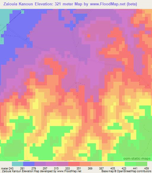 Zaiouia Kanoun,Morocco Elevation Map