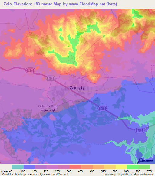Zaio,Morocco Elevation Map