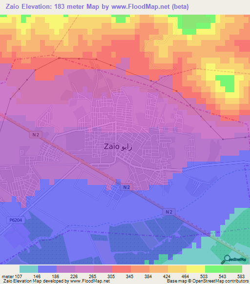 Zaio,Morocco Elevation Map