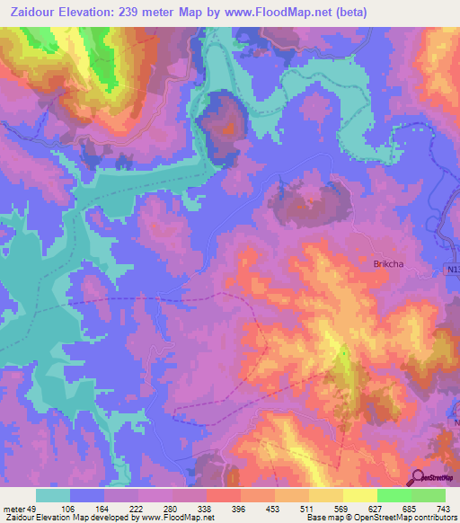 Zaidour,Morocco Elevation Map