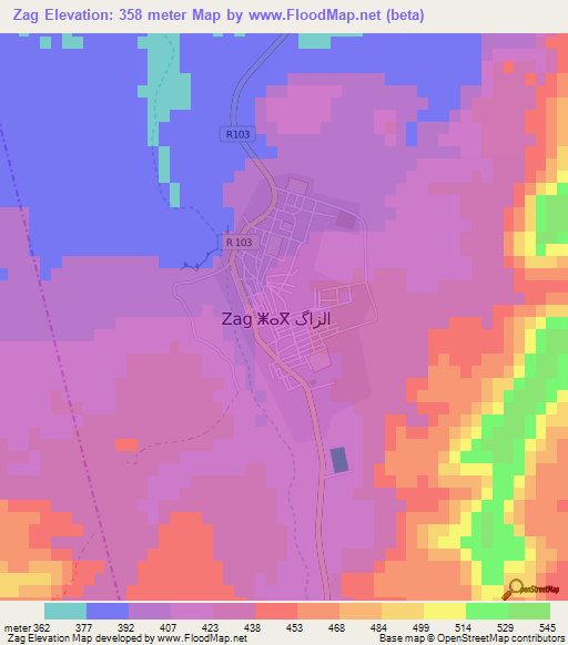 Zag,Morocco Elevation Map