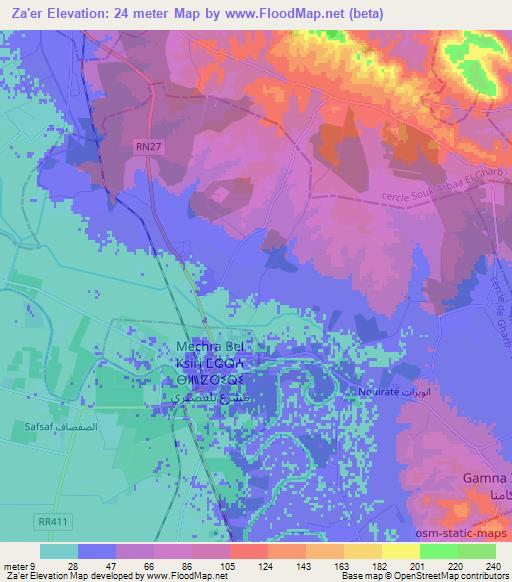 Za'er,Morocco Elevation Map