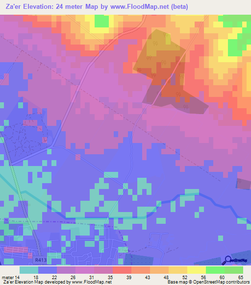 Za'er,Morocco Elevation Map