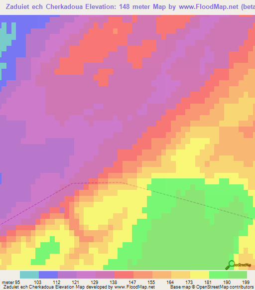 Zaduiet ech Cherkadoua,Morocco Elevation Map