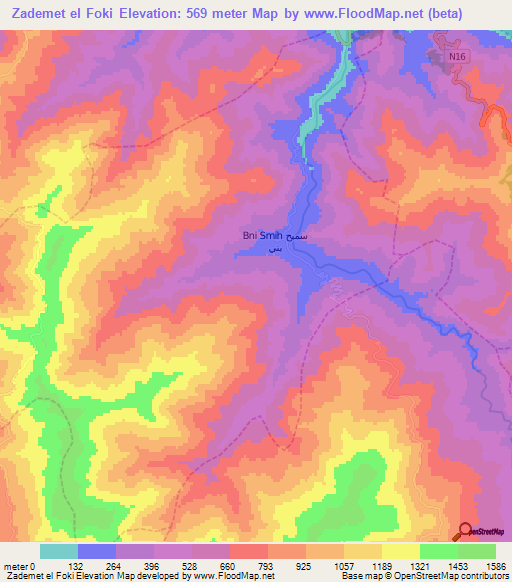 Zademet el Foki,Morocco Elevation Map