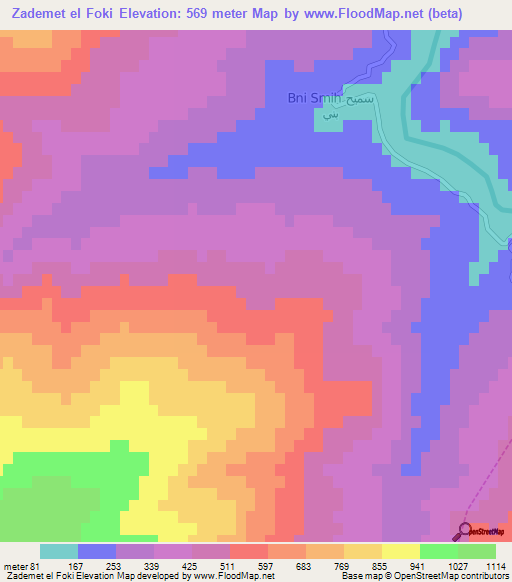 Zademet el Foki,Morocco Elevation Map