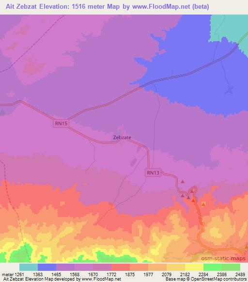 Ait Zebzat,Morocco Elevation Map