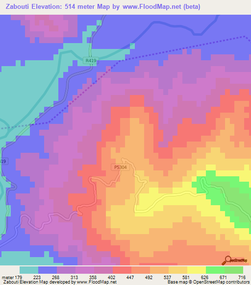 Zabouti,Morocco Elevation Map