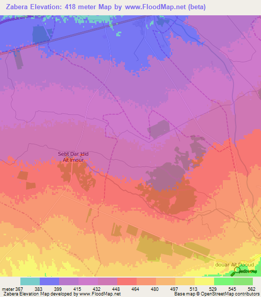 Zabera,Morocco Elevation Map