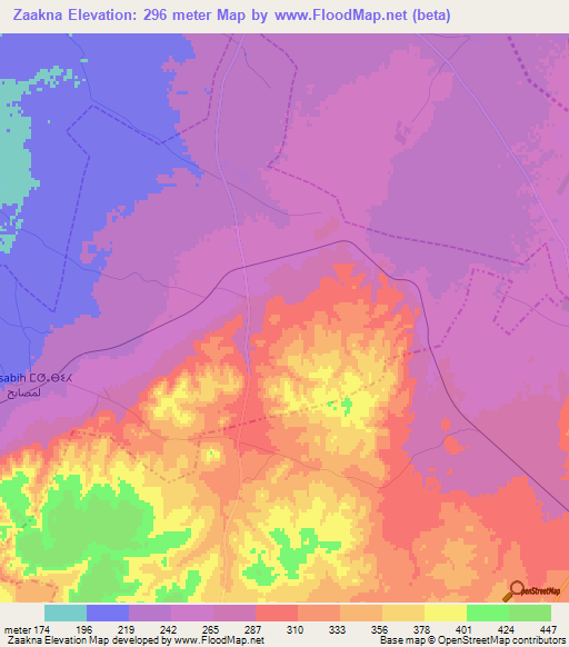 Zaakna,Morocco Elevation Map