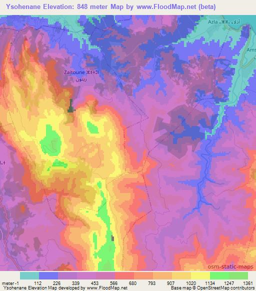 Ysohenane,Morocco Elevation Map