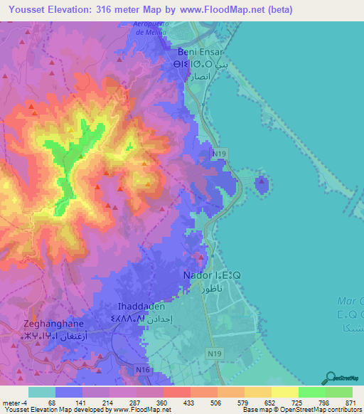 Yousset,Morocco Elevation Map