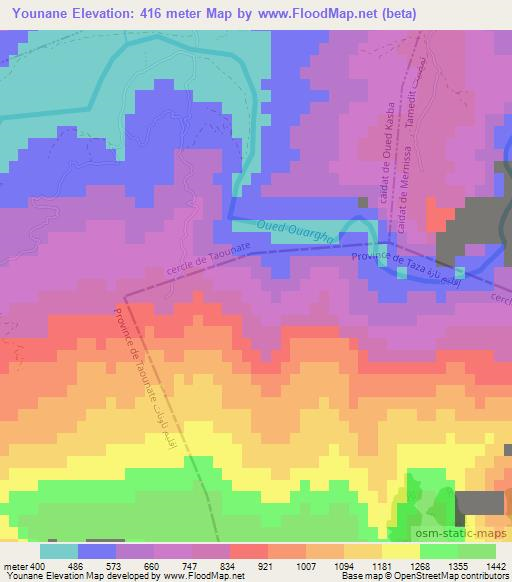 Younane,Morocco Elevation Map