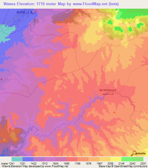 Wawra,Morocco Elevation Map