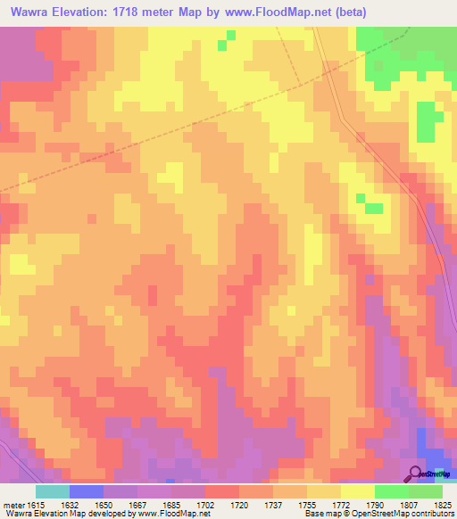 Wawra,Morocco Elevation Map