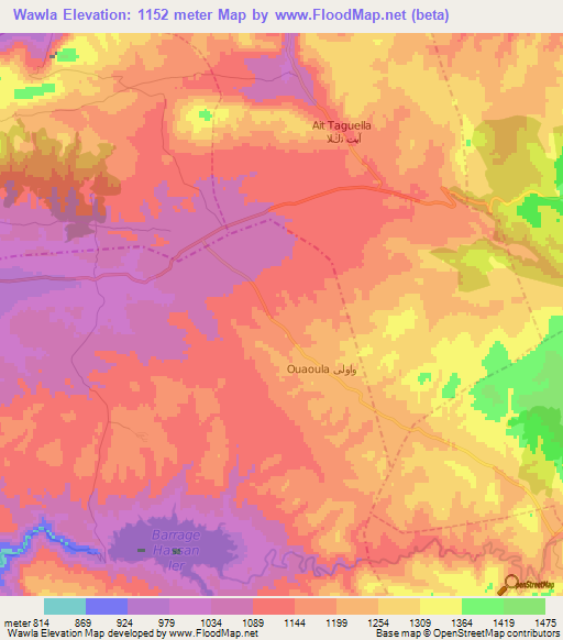 Wawla,Morocco Elevation Map