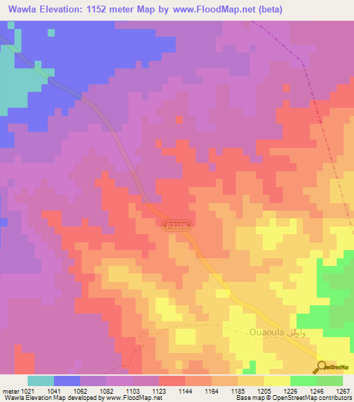 Wawla,Morocco Elevation Map