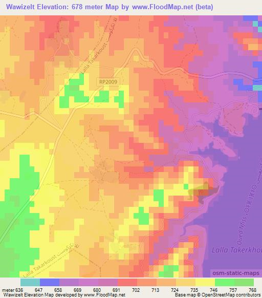 Wawizelt,Morocco Elevation Map