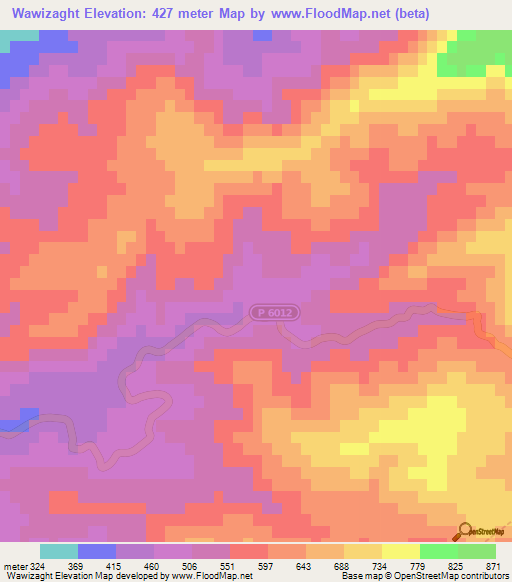 Wawizaght,Morocco Elevation Map