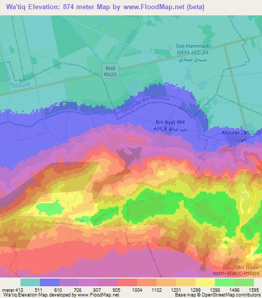 Wa'tiq,Morocco Elevation Map