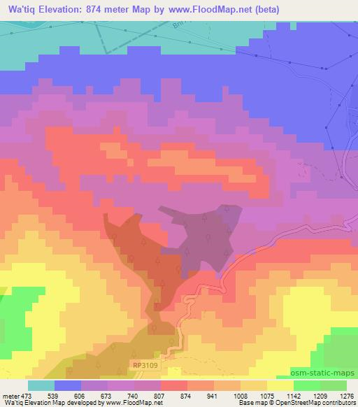 Wa'tiq,Morocco Elevation Map