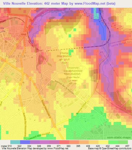 Ville Nouvelle,Morocco Elevation Map