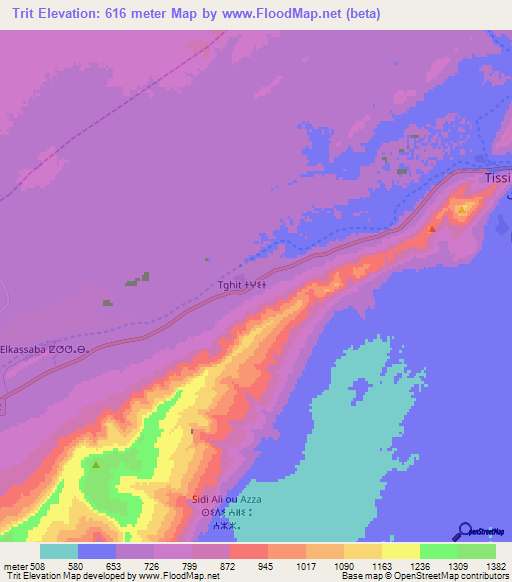 Trit,Morocco Elevation Map