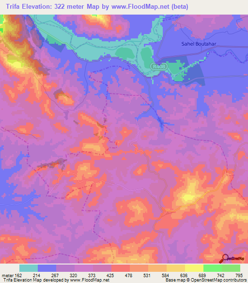 Trifa,Morocco Elevation Map