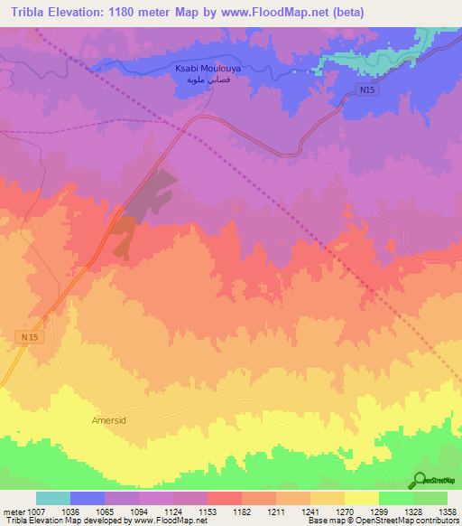 Tribla,Morocco Elevation Map