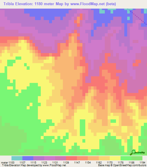 Tribla,Morocco Elevation Map