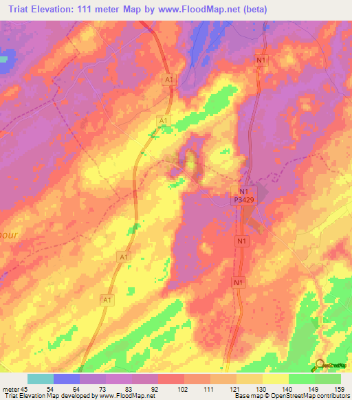 Triat,Morocco Elevation Map