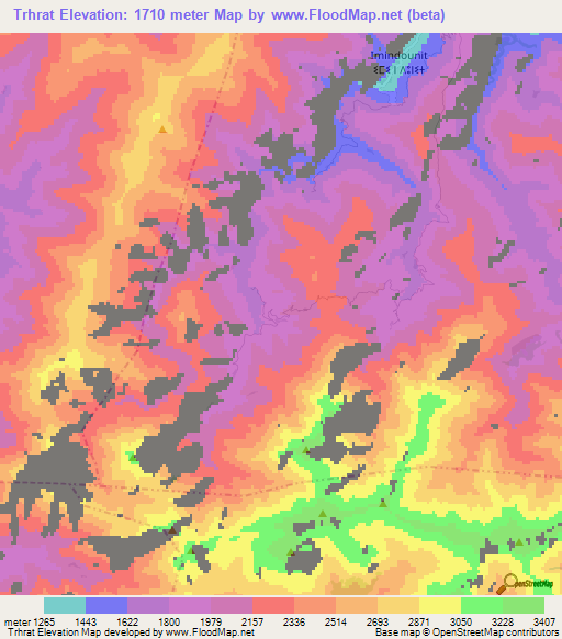 Trhrat,Morocco Elevation Map